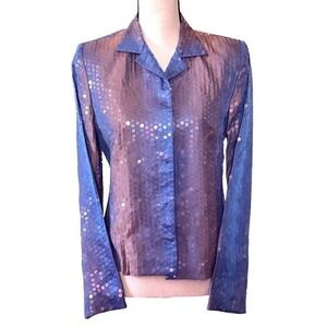 Kay Unger New York blue purple iridescent sequins blazer women 6‎